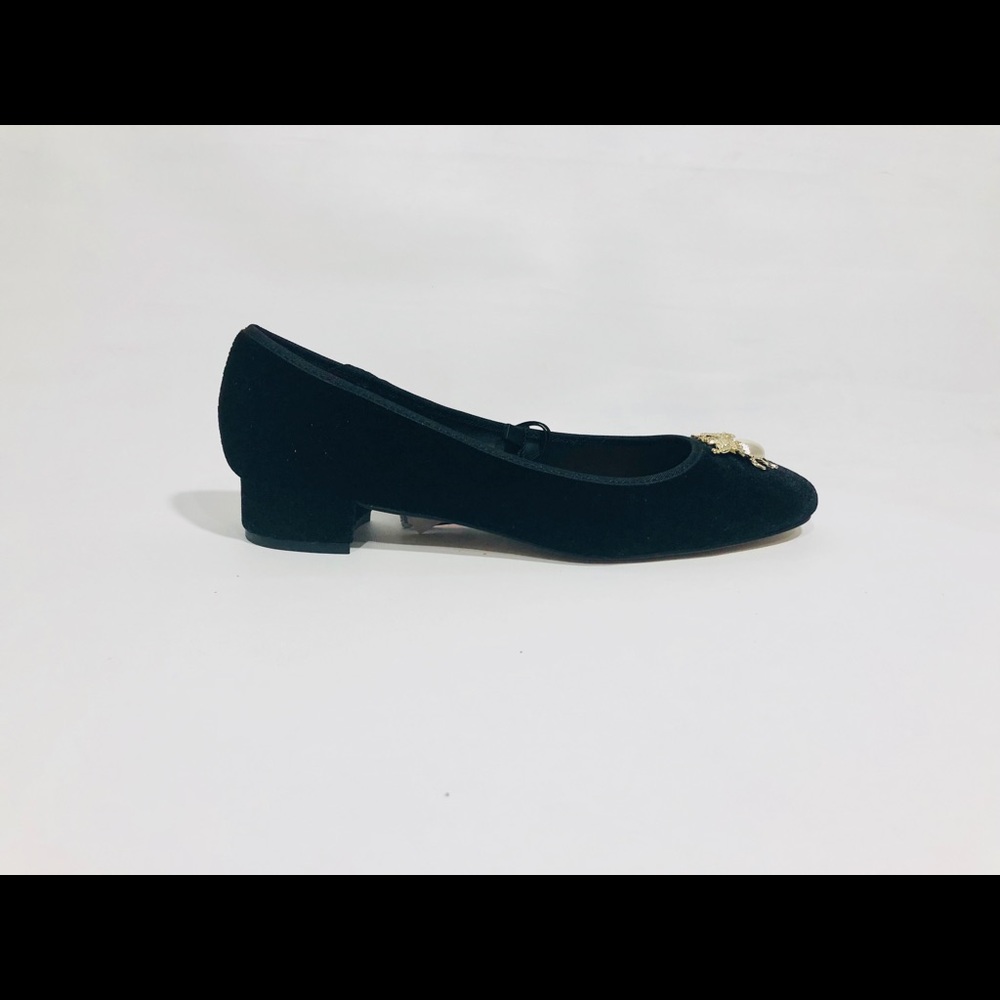 ZARA BLACK VELVET BALLERINAS WITH INSECT APPLIQUÉ - Picture 4 of 8